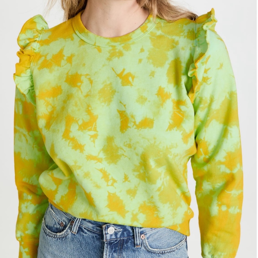 Clare v ruffled cloud sweatshirt in daiquiri
